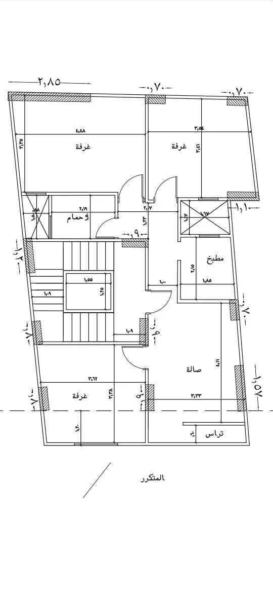 المخطط المعماري للدور المتكرر في مشروع BM13