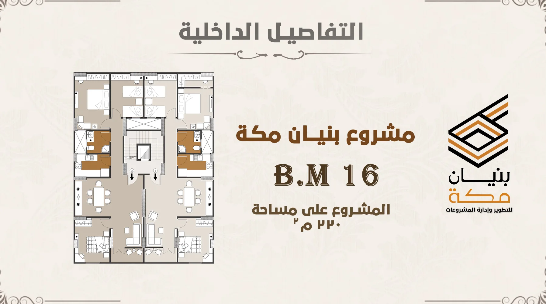 مخطط الدور المتكرر لمشروع BM16 على مساحة 220 متر